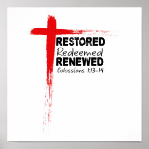 Affiche Bible chrétienne contre Colossiens 1:13-14 Croix