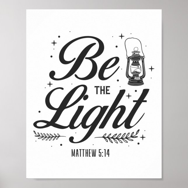 Affiche Bible chrétienne Verse Be The Light Matthieu 5:14 (Devant)