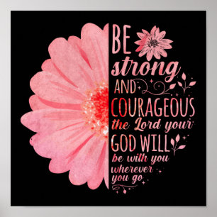 Affiche Bible chrétienne Verse Joshua 1:9 Fleur