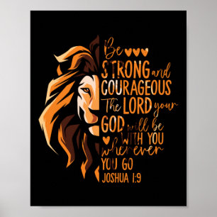 Affiche Bible chrétienne Verse Joshua 1:9 Lion