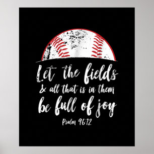 Affiche Bible de baseball Verse mignon Psaume chrétien 96