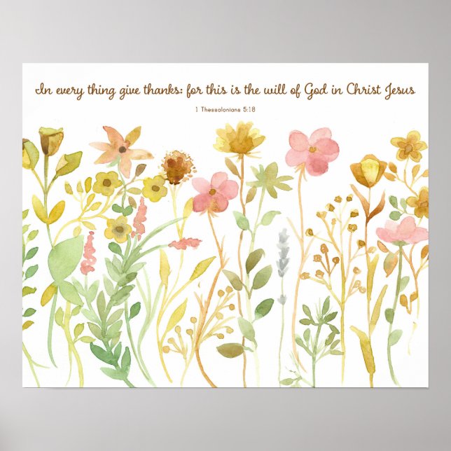 Affiche Bible Écriture 1 Thessaloniciens 5:11 Fleurs sauva (Devant)