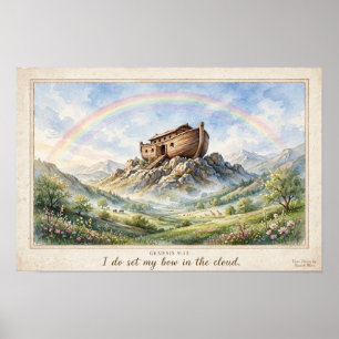 Affiche Bible KJV-Arche de Noé Aquarelle Mont Ararat