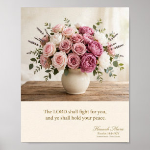 Affiche Bible KJV - Exode 14:14 Floral