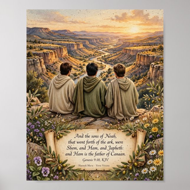 Affiche Bible KJV - Fils de Noé - Shem Ham Japheth - Art m (Devant)