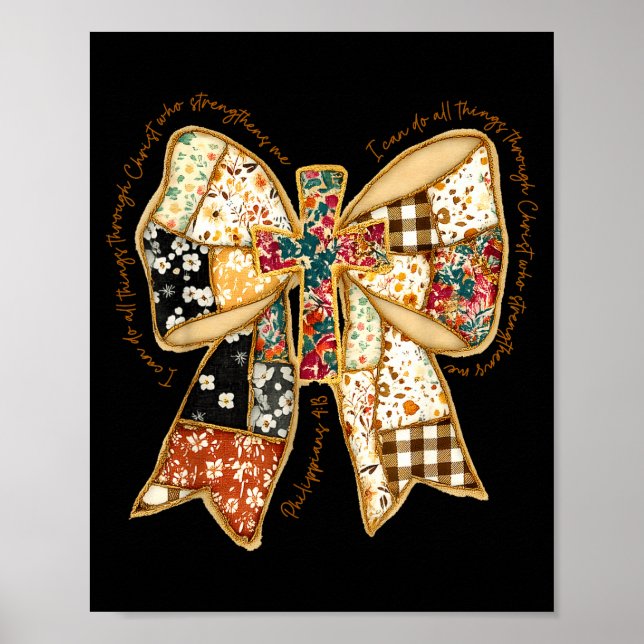 Affiche Bible Vers Coquette Chrétien Jésus Nœud Patchwork (Devant)