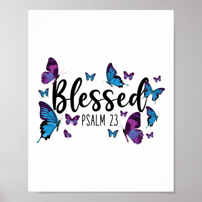 Affiche Bible Verse Bienheureux Psaume 23 Papillon (Devant)