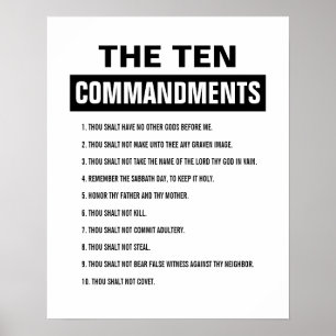 Affiche Bible Verse Chrétien Religieux Dix Commandements