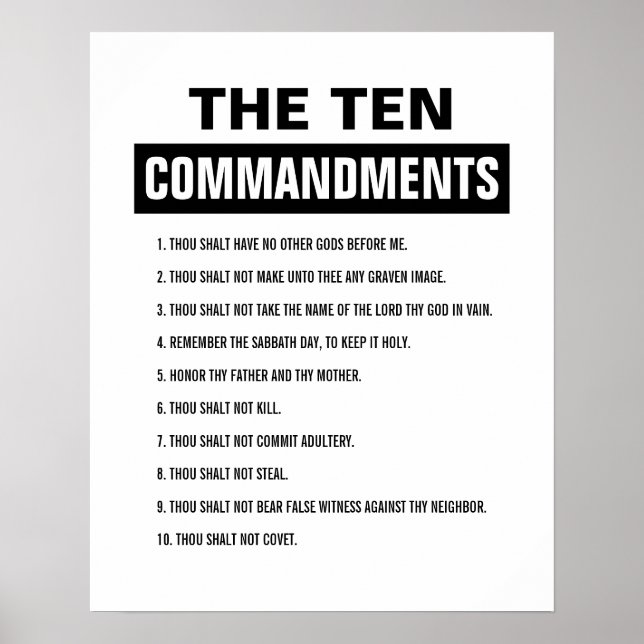 Affiche Bible Verse Chrétien Religieux Dix Commandements (Devant)