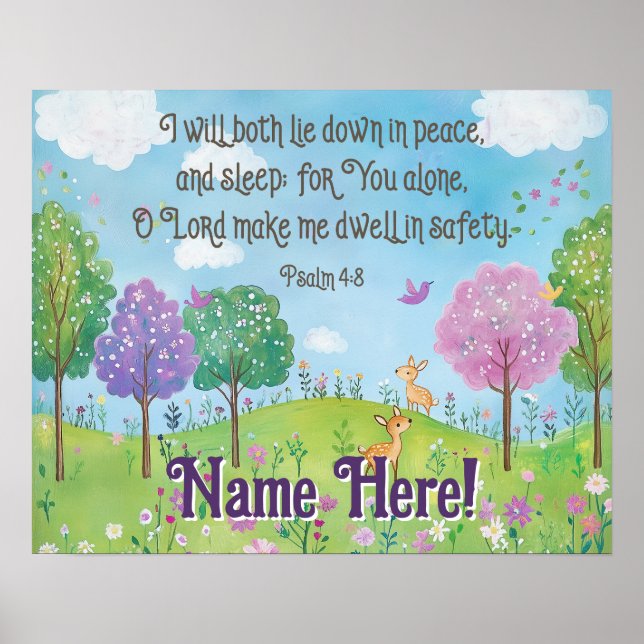 Affiche Bible Verse Citation Baby Girl Nursery Woodland Ar (Devant)