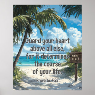 Affiche Bible Verse Citation Plage Océan Nom Personnalisé