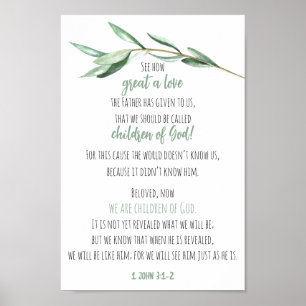 Affiche Bible Verse Écriture Mur Art Eucalyptus 1 Jean