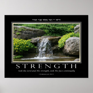 Affiche Bible Verse Force Anglais Hébreu Inspirationnel