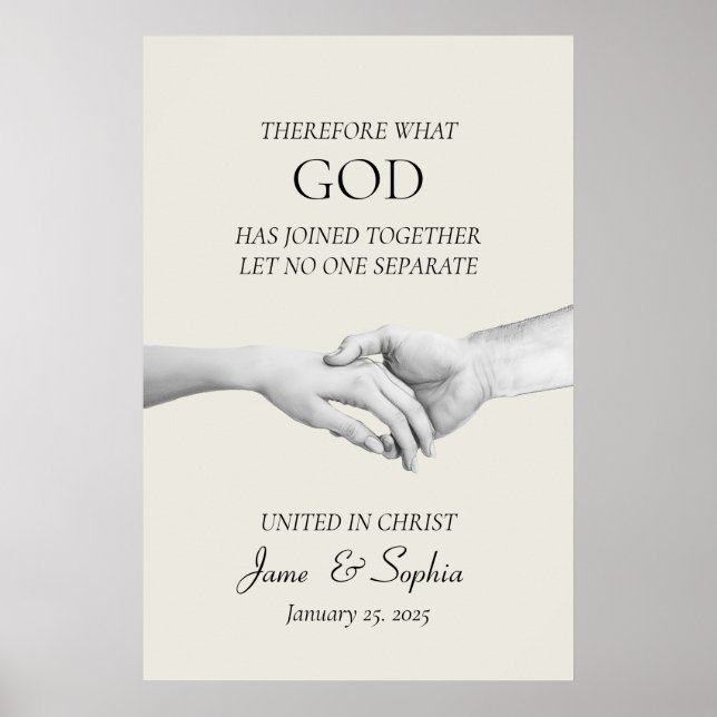 Affiche Bible Verse Matthieu 19:6 - Foi chrétienne Mariage (Devant)