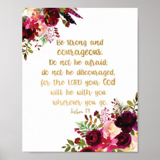 Affiche Bible Verse Mur Art Soyez Forts Et Courageux