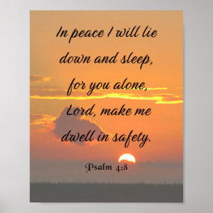 Affiche Bible Verse, Psalm 4:8