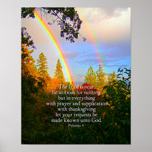 Affiche Bible Verset Double Rainbow Photo Canvas Imprimer