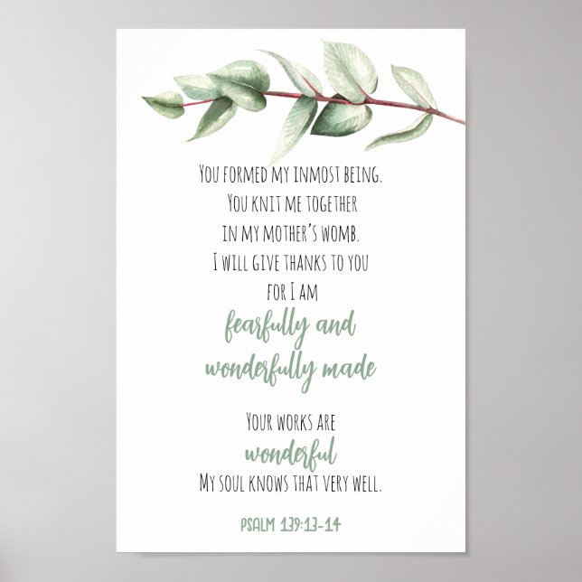 Affiche Bible Verset Écriture Mur Art Green Eucalyptus (Devant)