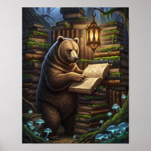 Affiche Bibliothécaire de l'ours de forêt lunaire   Imagin