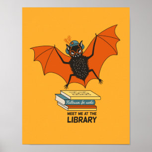 Affiche Bibliothécaire drôle enseignante chauve-souris amo