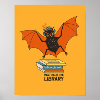 Affiche Bibliothécaire drôle enseignante chauve-souris amo