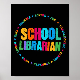 Affiche Bibliothécaire scolaire Tee Rainbow Colorful Libra