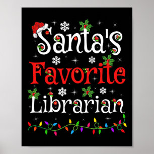 Affiche Bibliothécaire Xmas Père Noël Bibliothèque préféré