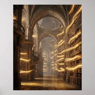 Affiche Bibliothèque Ancienne de Lumière Flottante