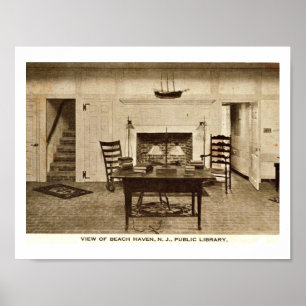 Affiche Bibliothèque, Beach Haven, NJ Vintage