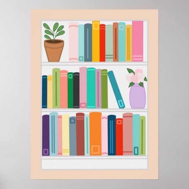 Affiche Bibliothèque colorée (Devant)