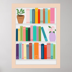 Affiche Bibliothèque colorée