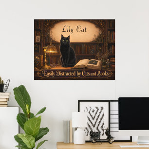 Affiche Bibliothèque Cosy Chatte Sorcière et Livres Person