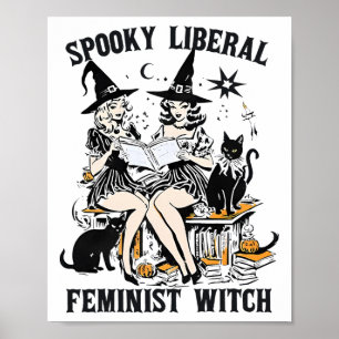 Affiche Bibliothèque éffrayante libérale féministe sorcièr