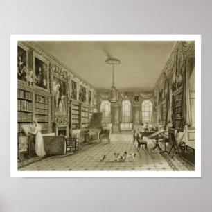 Affiche Bibliothèque en salle, Cassiobury Park, vers 1815,