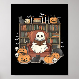 Affiche Bibliothèque fantôme Halloween Livre Lecture Livre