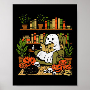 Affiche Bibliothèque Fantôme Lecture Livres Halloween Libr