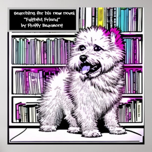 Affiche Bibliothèque Fluffy Beaumont Dog modifiable