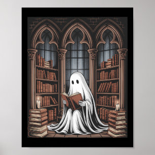 Affiche Bibliothèque Halloween Ghost Lecture Livres Amateu