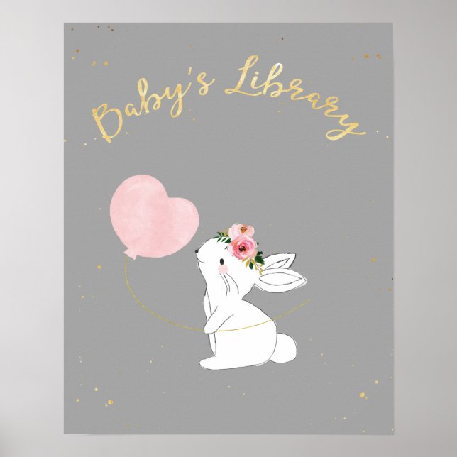 Affiche Bibliothèque Pour Bébé, Panneau Baby shower (Devant)