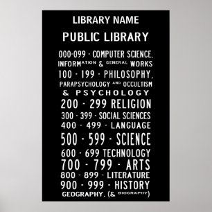 Affiche Bibliothèque publique Busroll décimal Dewey