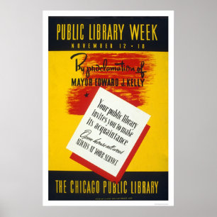 Affiche Bibliothèque publique Chicago 1940 WPA