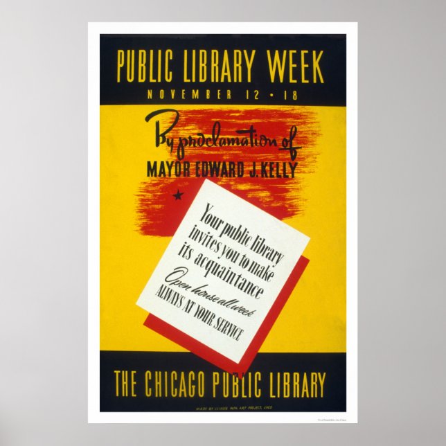 Affiche Bibliothèque publique Chicago 1940 WPA (Devant)