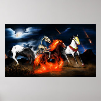 affiche biblique de quatre chevaux de l'apocalypse