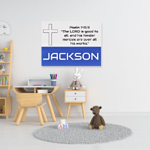Affiche Biblique personnalisée de l'enfant bleu gris