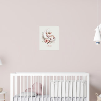 Affiche Biche pour Bébé Fille Personnalisée