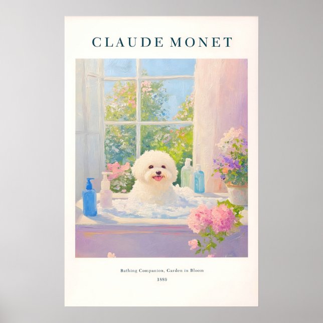 Affiche Bichon Frise Art Print Monet Style French Bathroom (Devant)