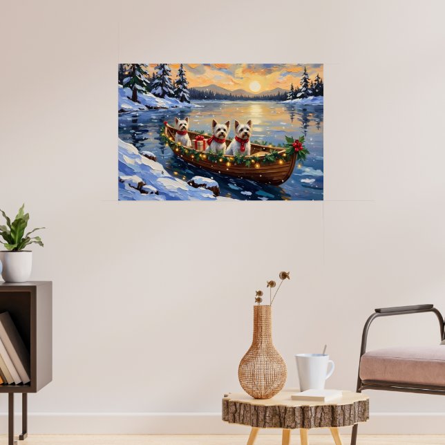 Affiche Bichon Frise Noël Bateau Fêtes (Salon 3)