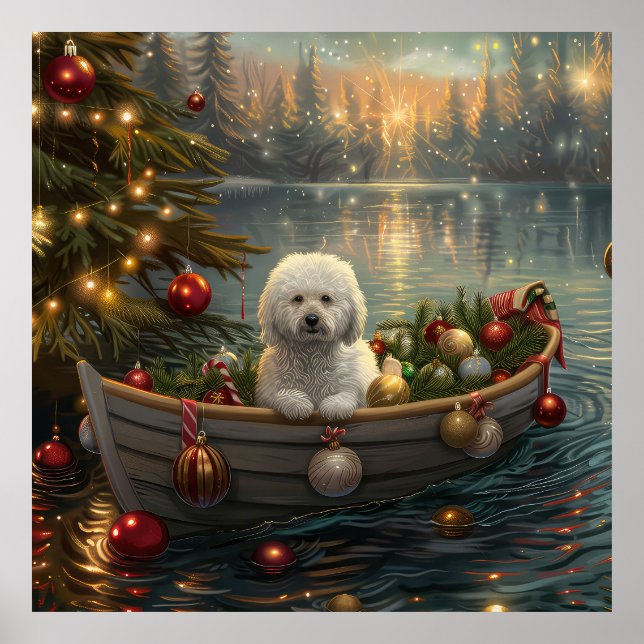 Affiche Bichon Frise Noël Festive Voyage (Devant)