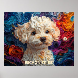 Affiche Bichon Frise Papier Quitter Art Chien Portrait