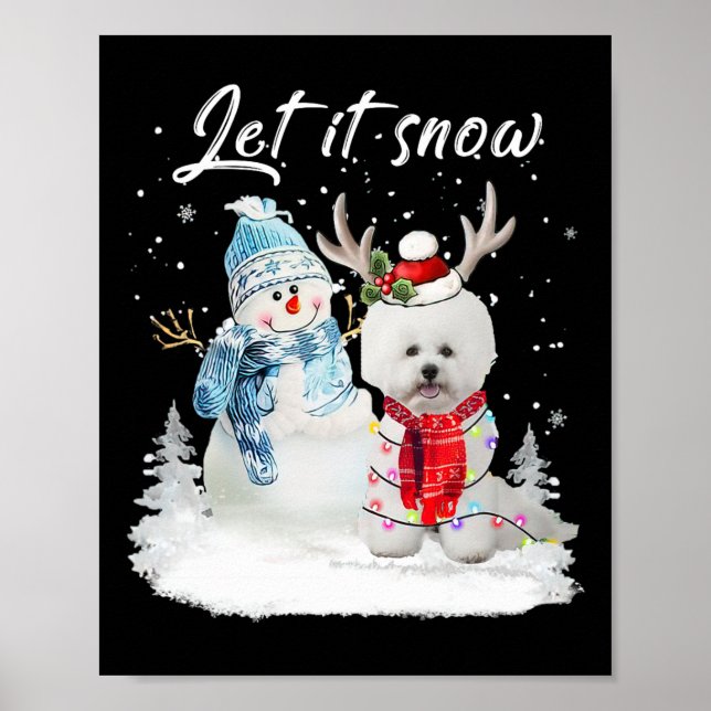Affiche Bichon Frise Père Noël Chien Noël Snowman Noël Paj (Devant)